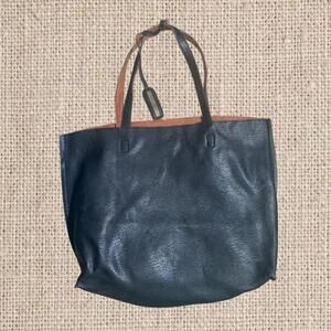 Boho Chic Street Level Reversible Black & Brown Faux Leather Travel Tote Bag